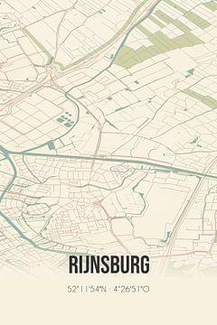 Vintage landkaart van Rijnsburg (Zuid-Holland) van MijnStadsPoster