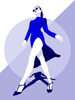 Dame im Rampenlicht - Illustration einer Frau (Farbe: Blau)
