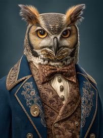 The Owl Count - Nocturnal hunter in gold-embroidered uniform by MArt