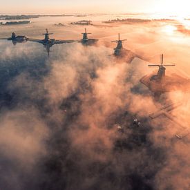 The Zaanse Schans in the fog 2 by Ewold Kooistra