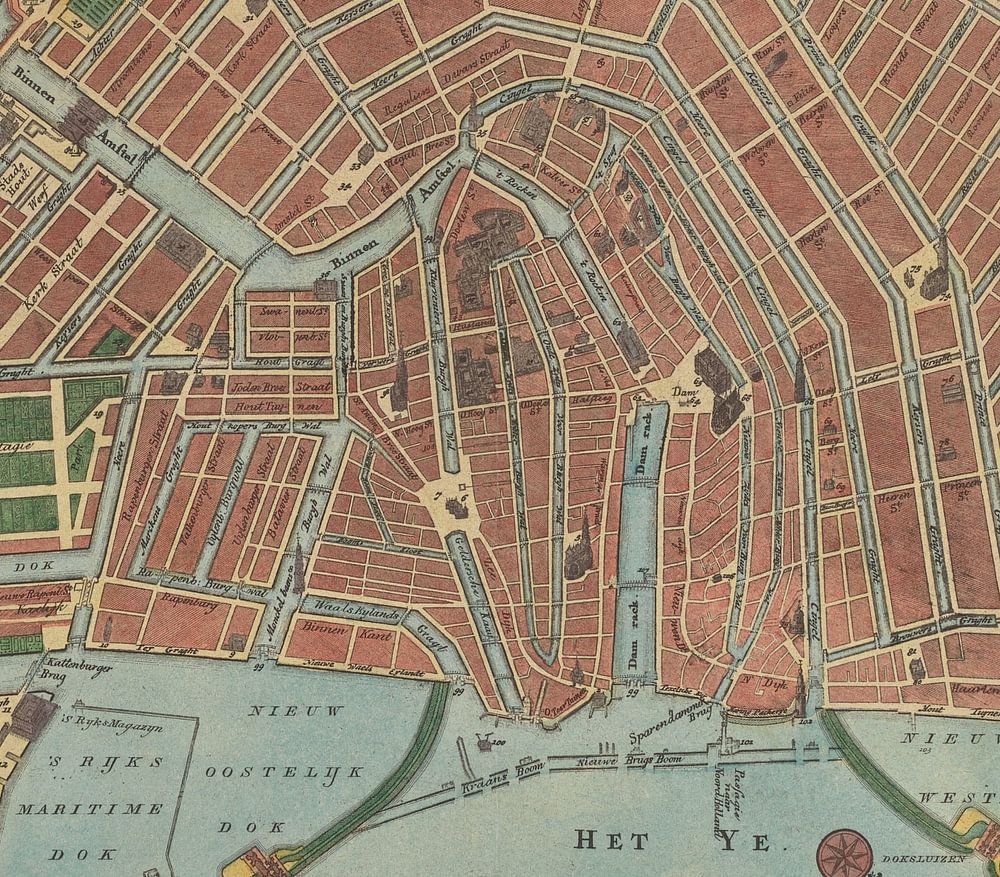 Een Oude Kaart Van Amsterdam. Historische Kaart Van Amsterdam, Oud ...