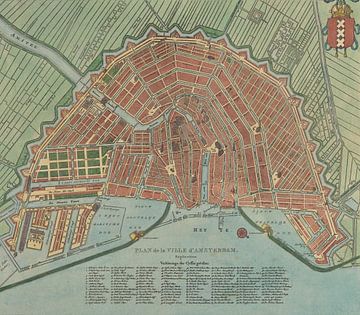 Een oude kaart van Amsterdam. Historische kaart van Amsterdam, Oud Amsterdam van Nederlands Erfgoed