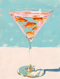 Des poissons rouges dans un verre à martini