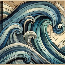 Abstrakte Ozeanwellen im Art déco-Stil von Chromatic Fusion Studio