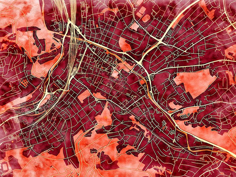 Kaart van Hagen in de stijl 'Amber Autumn' van Maporia