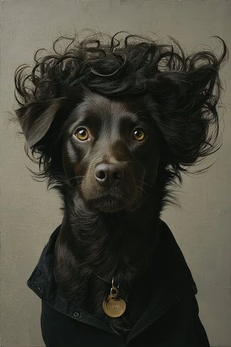 Zwarte hond portret - De stille denker