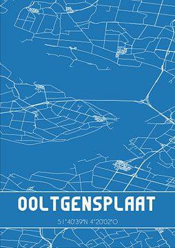 Blauwdruk | Landkaart | Ooltgensplaat (Zuid-Holland) van Rezona