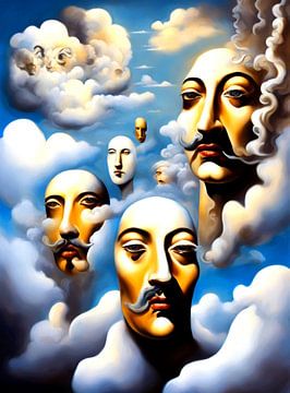 Floating faces between clouds by Quinta Mandala