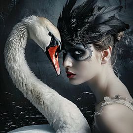 woman with swan