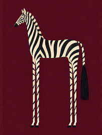 Grafik „Zebra“ auf Burgunderrot von Mosaic Dialogue