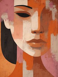 Verstild gezicht in oranje stilte van Color Square