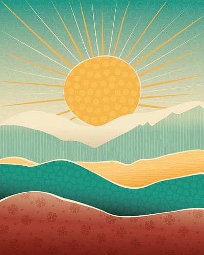 Zonsopkomst in de lente abstract landschap 3