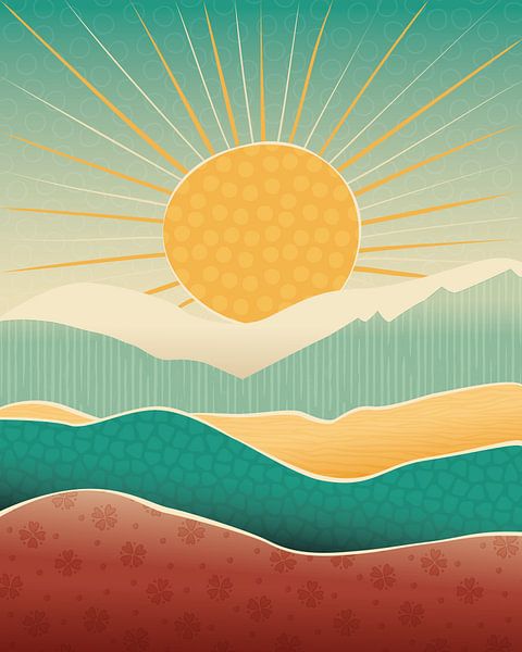 Zonsopkomst in de lente abstract landschap 3