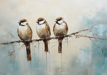 Sparrows | Natural Animal Art by Blikvanger Schilderijen