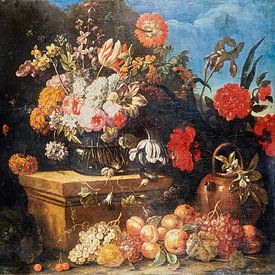 bloemstuk op stenen sokkel 18 eeuw van Geertjan Plooijer