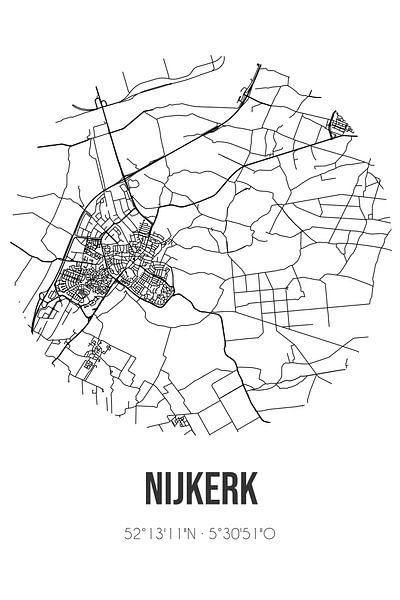 Nijkerk (Gelderland) | Map | Black and white by Prints of Place