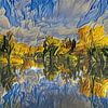 Peinture numérique forêt lac réflexion sur Photo Henk van Dijk
