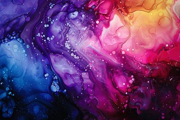 Dynamische abstracte inktspel van kleuren van De Muurdecoratie