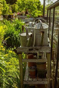 Gießkannen & Terrakotta – Gartenstillleben im Sonnenlicht