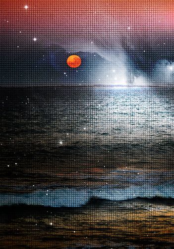 Roter Mond über der Ostsee