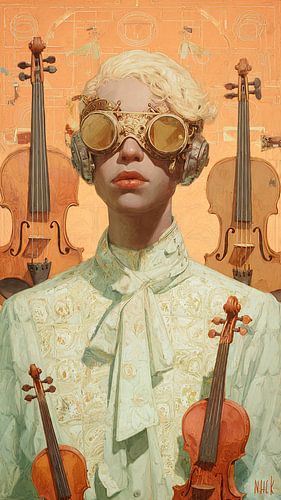 Woman with Symmetrical Violins