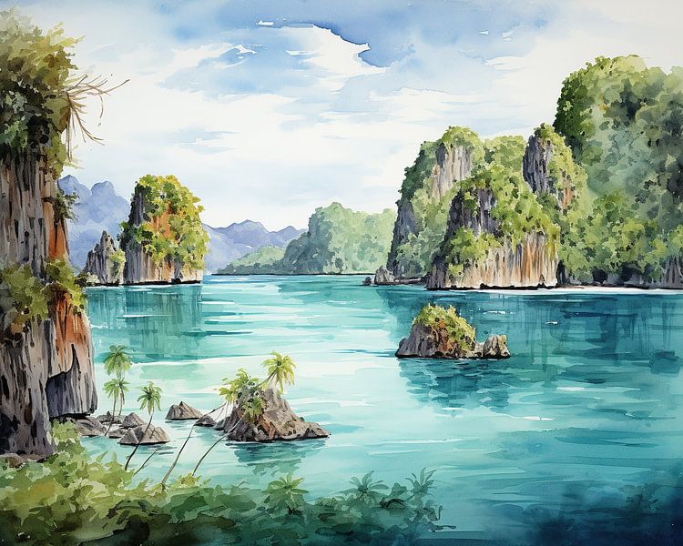 Indonesië Uitzicht van Abstract Schilderij