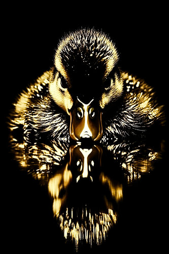 Gouden eend met reflectie