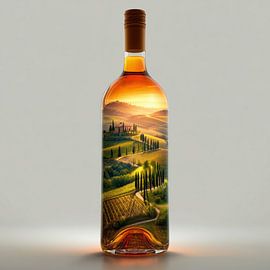 Tuscan vineyards in a glass wine bottle by TheXclusive Art