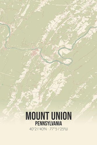 Alte Karte von Mount Union (Pennsylvania), USA.