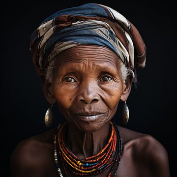 Porträtmalerei Frau: Afrikanischer Stamm von Surreal Media