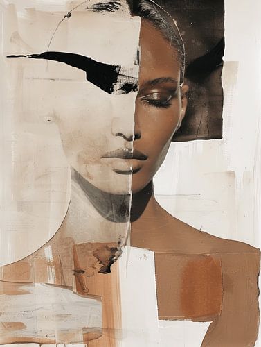 Contemporary art collage, abstract portret