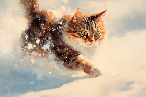 Saut de chat dans la neige