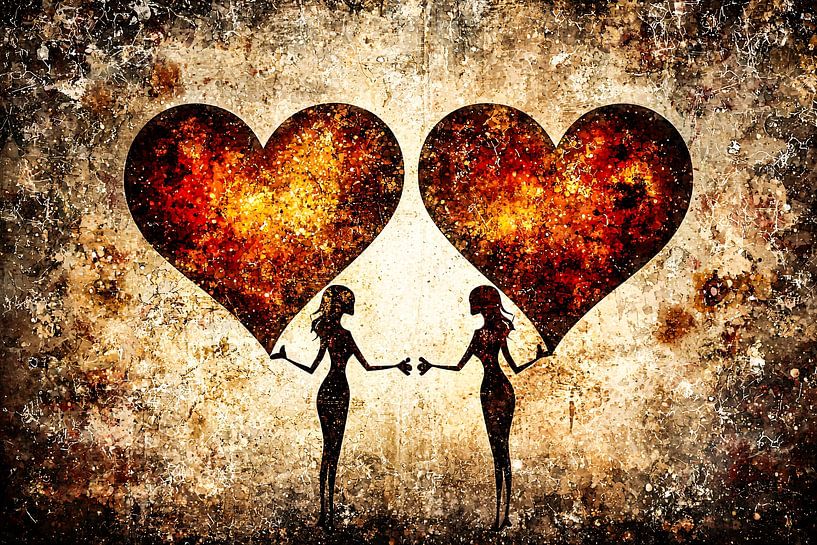 Silhouettes with fiery hearts by Art & Soul Creations