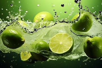 Citrons verts dans l'eau sur Mathias Ulrich