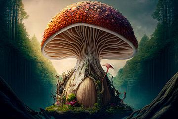 Een paddenstoel in een sprookjeswereld van Max Steinwald