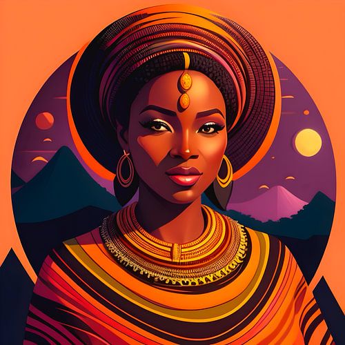 African woman in shades of orange