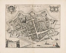 Old map of Zaltbommel from around 1652.