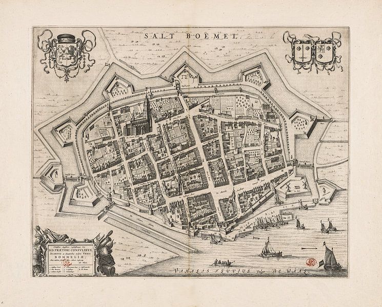 Oude kaart van Zaltbommel van omstreeks 1652. van Gert Hilbink