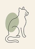 Katze - minimalistische Linienkunst grün