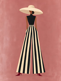 Black Top and Burgundy Striped Skirt by Mosaic Dialogue