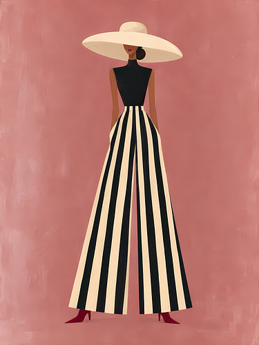 Black Top and Burgundy Striped Skirt