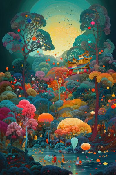 Japanese colourful digital drawing by Digitale Schilderijen