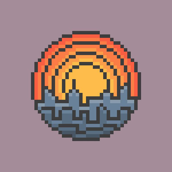 Pixel Art Sonne und Stadt von Dedi Dermawan