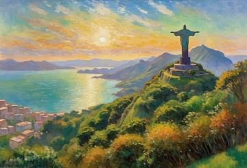 Rio de Janeiro met Christus de Verlosser bij zonsondergang van MIROKKU