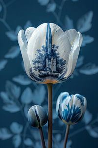 Delfts Blauwe Tulp Met Kasteel
