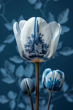 Delfts Blauwe Tulp Met Kasteel van Studio Ypie