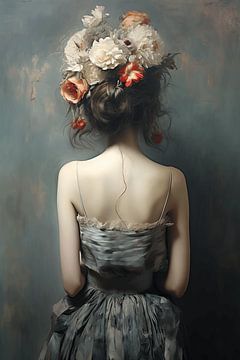 Femme avec coiffe florale sur Art Lovers