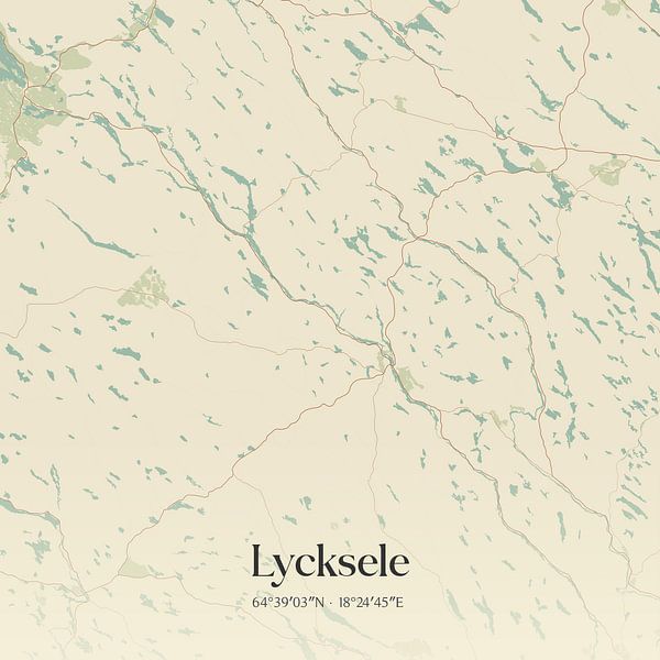 Vintage map of Lycksele, Sweden. by Prints of Place