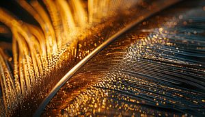 Golden feather extreme closeup panorama
