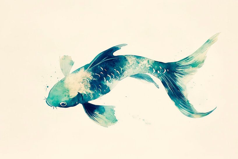 Creatieve koi in zachte blauwe tinten van Poster Art Shop